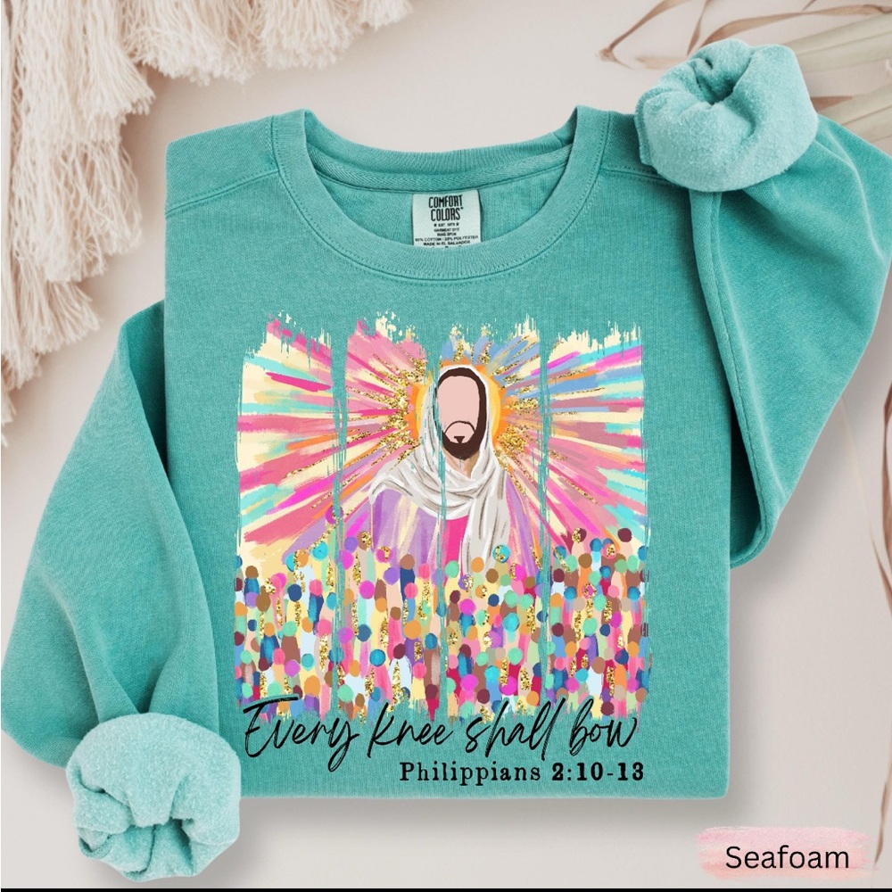 Comfort Colors with Vibrant Design- Every Knee Shall Bow sweater